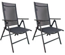 Set 2 Sedie da Giardino Pieghevoli 68x57x103 cm con Braccioli Grigio Scuro