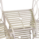 Panchina 2 Posti da Giardino con Tavolino 155x68,5x91,5 cm in Ferro Ragusa Bianca