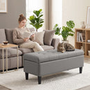 Cassapanca Pouf Contenitore Poggiapiedi 136 L 110x41x42 cm in Finta Pelle Adatta agli Animali Domestici Grigio      