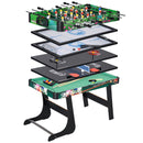 Tavolo da Gioco 6 in 1 Multigioco 118x104x71 cm con Calcio Balilla Biliardo Air Hockey Ping Pong Anelli e Hockey su Prato      