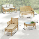 Set 3 Pezzi da Giardino con Divanetto Chaise Longue e Tavolino da Caffè in Acciaio e Rattan PE Crema      