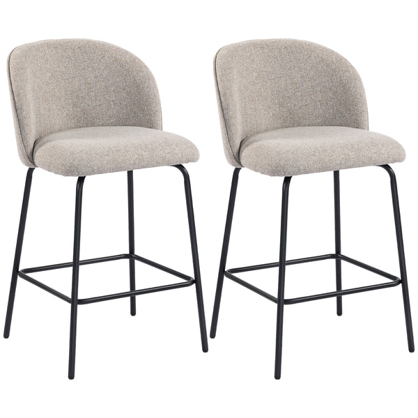 Set 2 Sgabelli da Bar 50x55x93 cm con Schienale e Poggiapiedi Rivestimento in Tessuto e Gambe in Acciaio Grigio prezzo