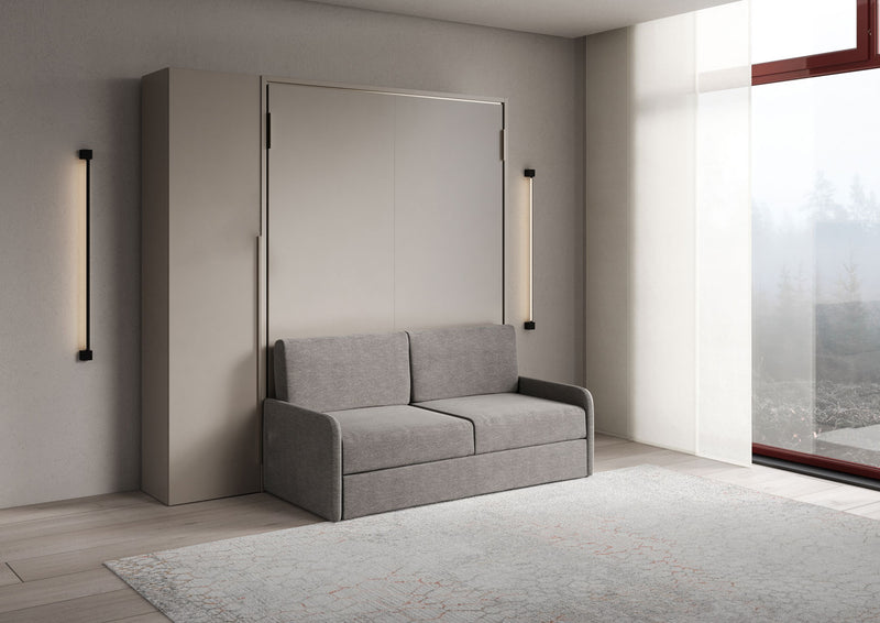 Letto Matrimoniale Francese A Scomparsa 140 Versia Con Divano E Armadio 1 Anta Sx Argilla      