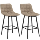 Set 2 Sgabelli da Cucina Stile Nordico 45x47x84 cm in Tessuto Effetto Velluto e Metallo Marrone  