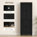 Mobile Dispensa da Cucina 60x30x170,5 cm con 5 Ripiani Regolabili e 4 Ante in Legno Nero      