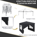 Gazebo Pieghevole 3x3m in Metallo Grigio