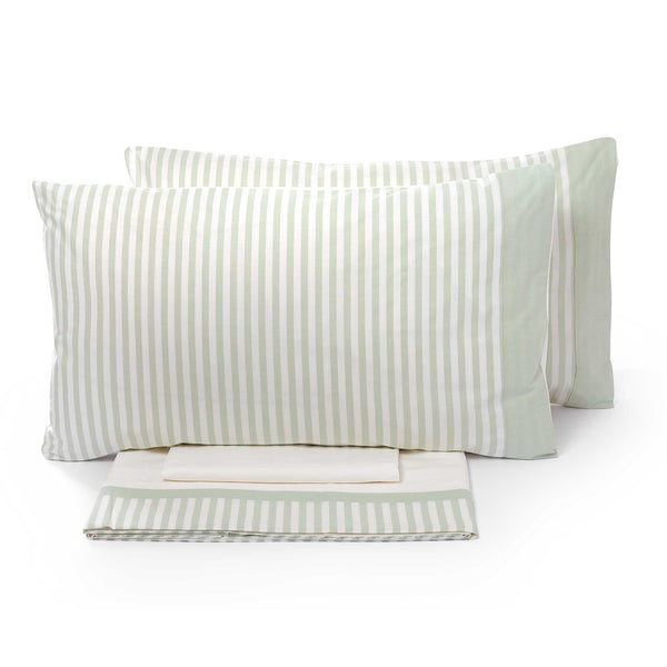 Garrini Jennifer Menthe Ensemble de draps et taies d'oreiller teints en fil Différentes tailles sconto