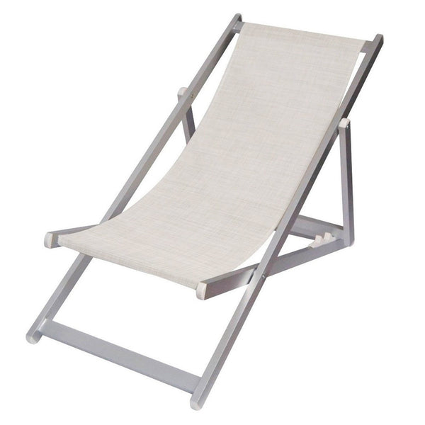 Chaise Longue Pliante 3 Positions en Aluminium et Textilène Beige prezzo