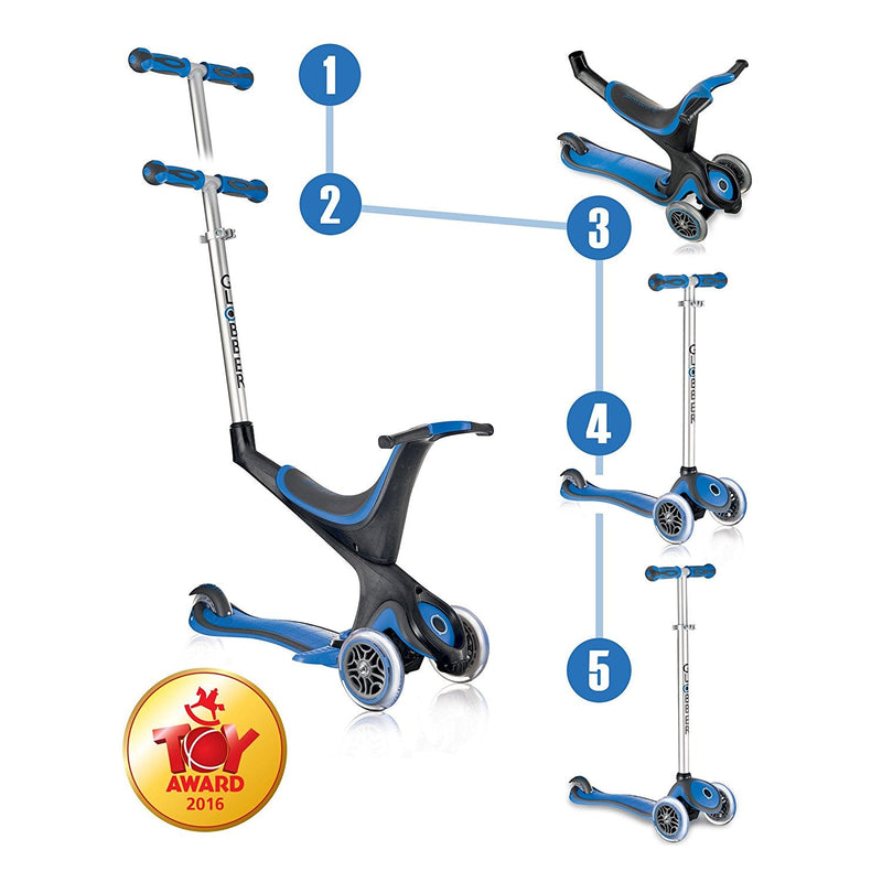 Monopattino Passeggino Triciclo a 3 ruote Evo 5 in 1 Globber Blu
