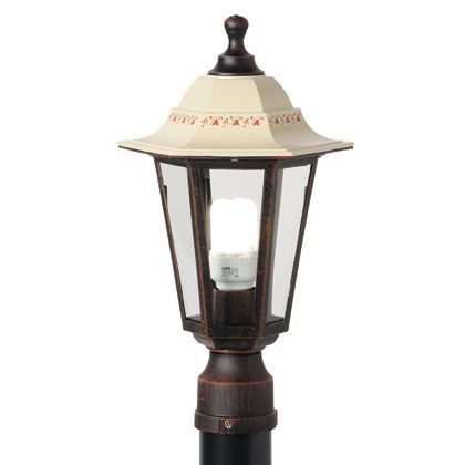 Lampe lanterne à tête de poteau hexagonale couleur blanche et rouille pour l'extérieur Marine Line Sovil acquista