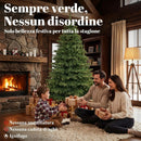 Albero di Natale Artificiale Ø130x210 cm con 1161 Rami e Base Pieghevole in Legno e Metallo Verde      