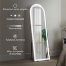 Specchio da Terra ad Arco 150x50 cm con Luci Dimmerabili e Funzione di Memoria Autoportante o da Parete Trasparente      