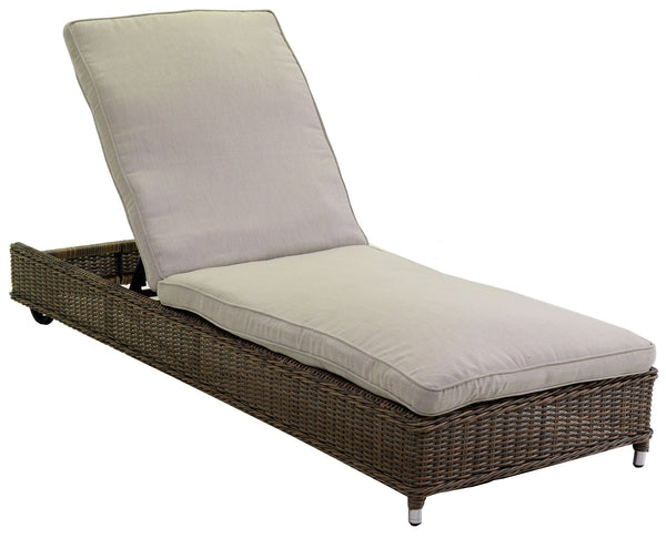 prezzo Chaise longue de jardin en polyrotin avec coussins gris Baltimore