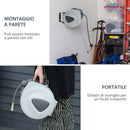 Avvolgitubo Automatico con Attacco Ø1/4'' Pressione Max 24 Bar Montaggio a Parete e Ruotabile di 180° in PP Grigio      