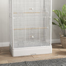 Voliera Gabbia per Uccelli 61x36,5x98 cm con Vassoio Estraibile e Posatoi per Pappagalli in Acciaio Bianco      