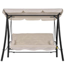 Dondolo Letto 3 Posti da Giardino 209x114x170 cm in Metallo e Poliestere Beige