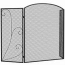 Parascintille per Camino Pieghevole a 3 Pannelli 133x1x77 cm in Metallo Verniciato Nero      