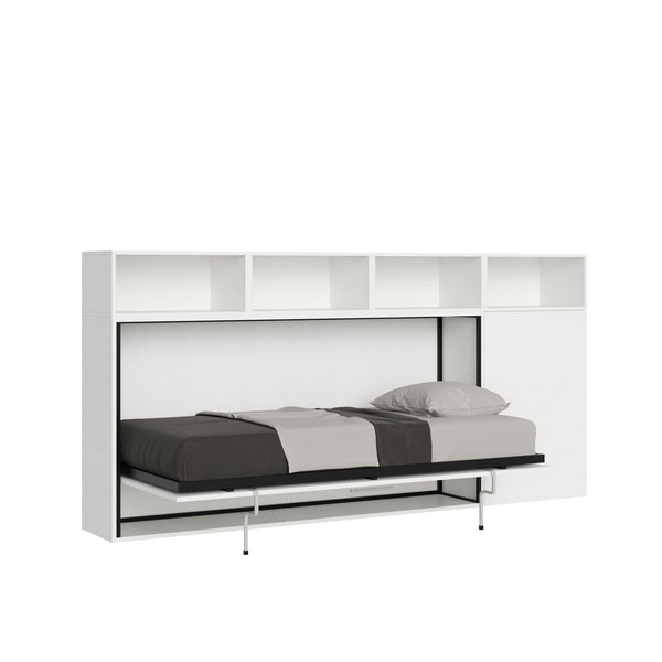Letto Singolo a Scomparsa Composizione A Kando H129,7 Bianco Frassino con Materasso sconto