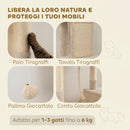 Albero per Gatti 60x50x206A cm con 4 Pali Graffiatoi Cesti Amache per 1-3 Gatti 6 kg in Peluche e Sisal Beige      