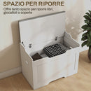 Panca Contenitore in Legno con Cuscino in Tessuto 103L 75x40x56cm Bianco 