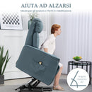 Poltrona Relax Reclinabile Alzapersone Elettrica con Telecomando Azzurro   
