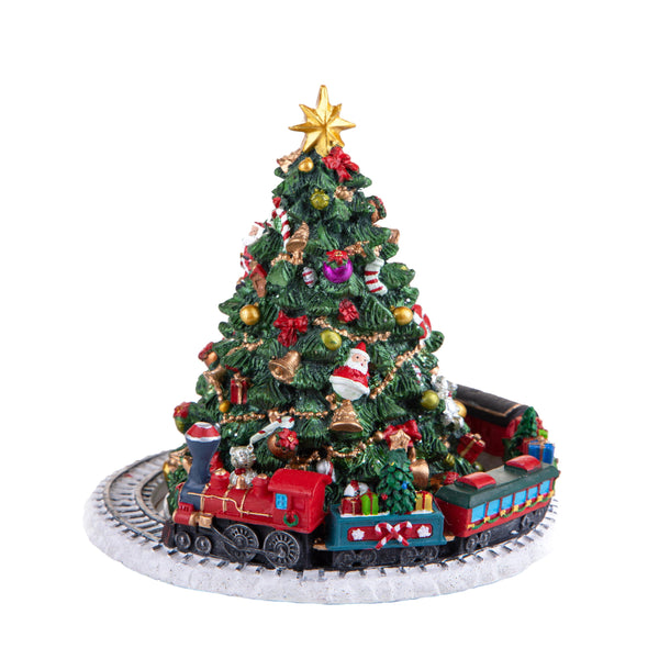 online Boite à Musique Sapin avec Train Musical et Mouvement H16 cm en Résine