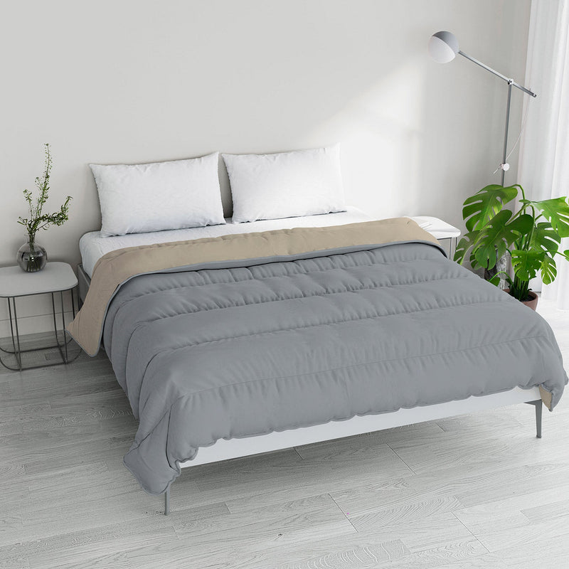 Piumino Invernale in Microfibra 200gr Doubleface Platino/Crema Varie Misure