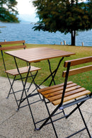 Set Tavolo e 2 Sedie da Giardino Pieghevoli Bistrò in Ferro e Legno di Acacia