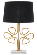 Lampada da Tavolo Glam Roudy Ø39x65 cm in Ferro Plastica e Poliestere Nero e Oro
