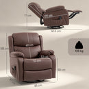 Poltrona Relax Reclinabile 87x97X100 cm con 8 Punti Massaggianti Riscaldanti e Poggiapiedi Marrone      