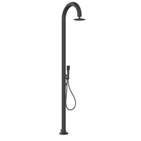 Doccia da Giardino in Alluminio Soffione Rotondo e Doccino Sined Luna Alu D Nero online