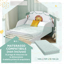 Letto Basso per Bambini 3-8 Anni 150x77x60 cm con Spazio Contenitore e Sponde Laterali in MDF Verde  