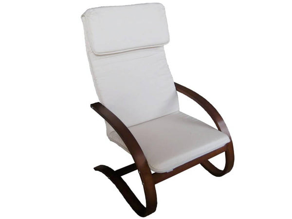 sconto Fauteuil en Tissu Blanc et Bois 67x78xH100cm
