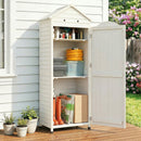 Casetta Box da Giardino 85x58x213 cm Ripostiglio con Scaffali Regolabili e Tetto Zincato in Legno Bianco      