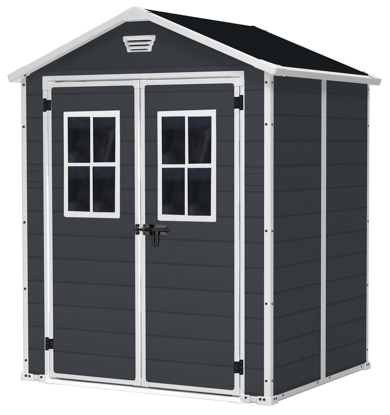 Casetta da Giardino Porta Attrezzi 185x152x226 cmin Resina Effetto Legno Keter Manor 6x5 Nero