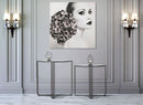 Console Dublino Coppia 81x40,5x82 - 71x35,5x72 cm in Ferro e Vetro Nero