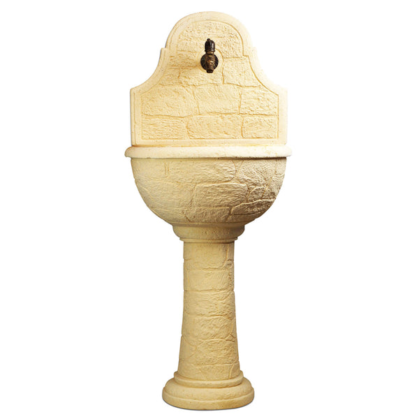 Fontana a Parete da Giardino Senza Rubinetto in Cemento Granulato di Marmo Varo Nocciola acquista