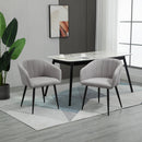 Set 2 Sedie Imbottite 62x56x76 cm in Tessuto Effetto Lino Grigio Chiaro