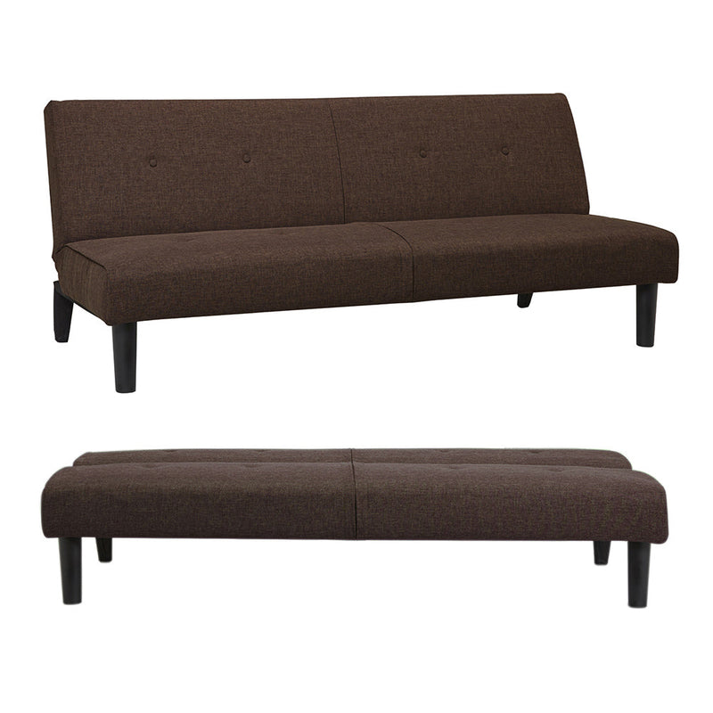Divano Letto Prontoletto Click Clack Rivestimento in Tessuto Marrone Oliver