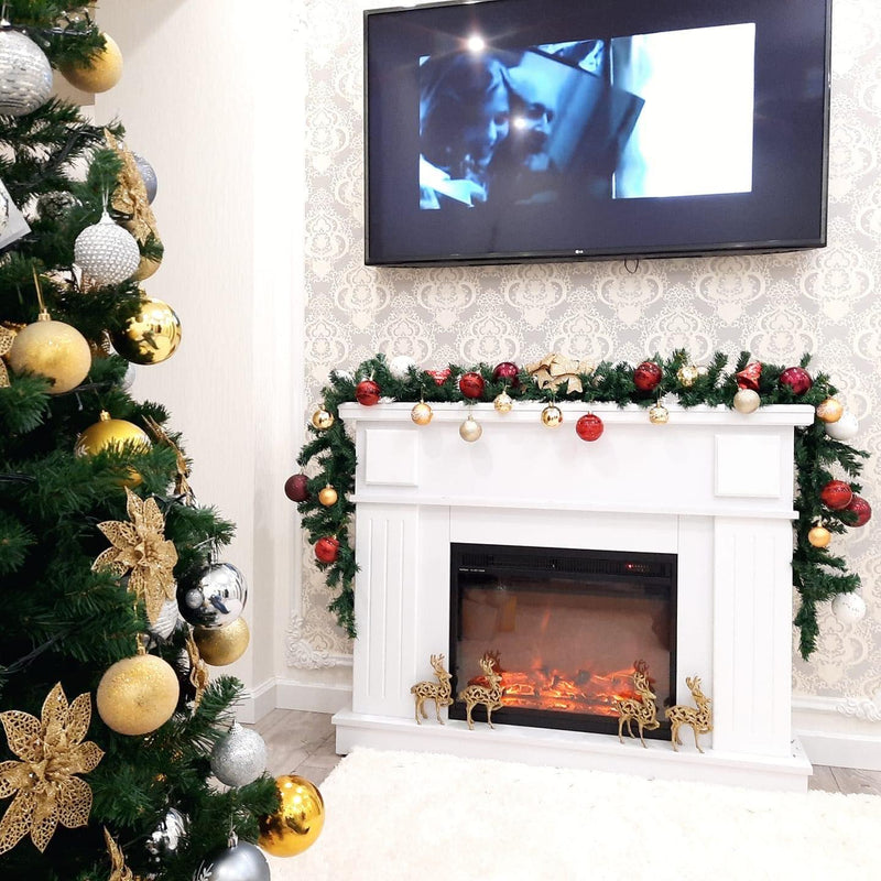 Camino Elettrico da Pavimento 95x120x30 cm Effetto Fiamma 1500W Olimpia & Lorance color Bianco