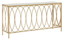 Console Arc Similmarble 160x40x79 cm in Ferro MDF e Vetro Oro e Crema