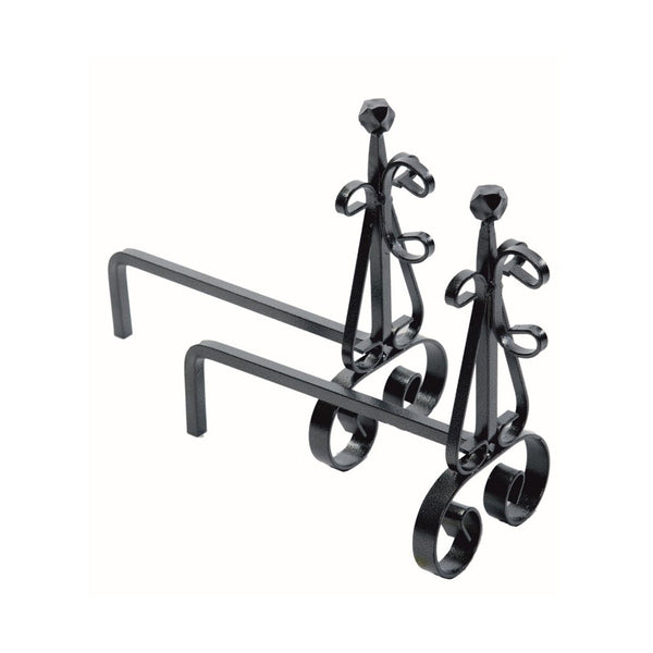 online Coppia di Alari per Camino Pomolo Sfaccettato in Ferro Verniciato Grigio Martellato