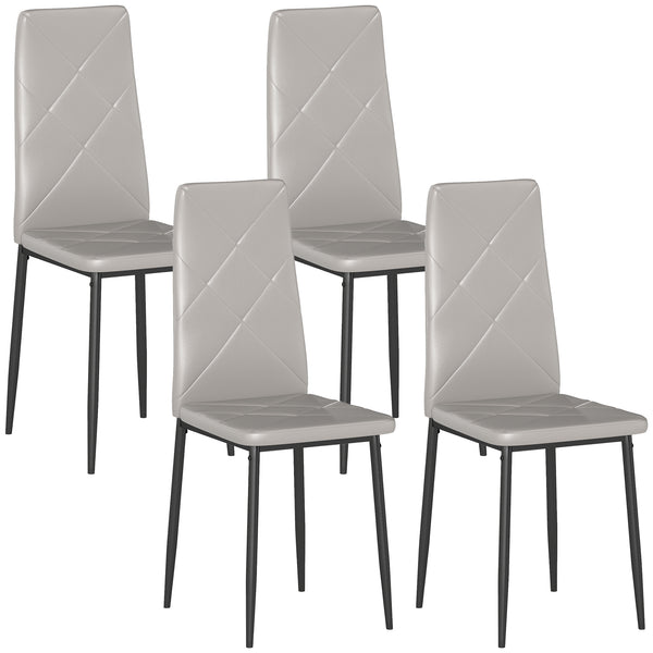 Set di 4 Sedie da Pranzo 41x50x97 cm con Schienale Alto in Finta Pelle e Acciaio Grigio sconto