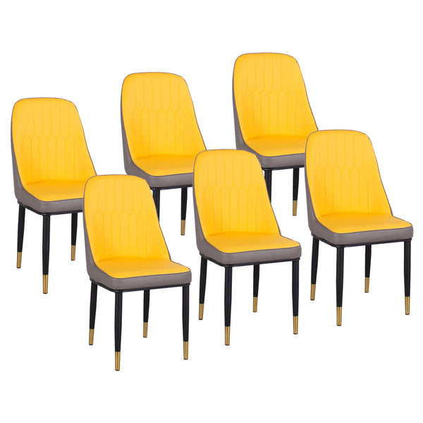Lot de 6 Chaises Rembourrées 45x42x92 cm en Simili Cuir Jaune sconto