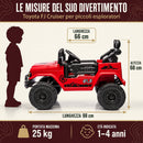 Macchina Elettrica per Bambini Fuoristrada Toyota Fj Cruiser 12V Telecomando Ruote in Gomma e Sedile in Pelle Rosso