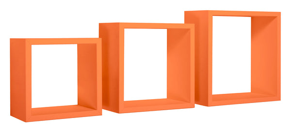 online Set 3 Mensole da Parete Cubo in Fibra di Legno Incubo Arancio
