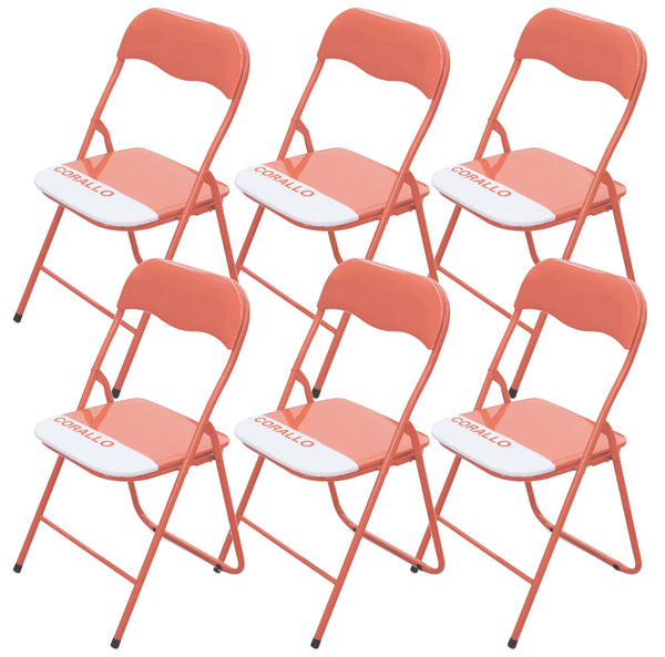 sconto Lot de 6 chaises pliantes en métal corail Soriani