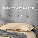 Testiera Letto Matrimoniale 160x7x120 cm in Tessuto Effetto Lino Trapuntata a Bottoni Grigia