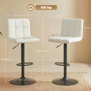 Set 2 Sgabelli da Bar 39,5x44x88-110 cm Regolabili con Poggiapiedi in Pelle PU e Acciaio Crema      
