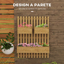 Fioriera Verticale a Doghe 60x16x80 cm con 3 Vasi Rimovibili in Legno di Abete Marrone Bruciato  